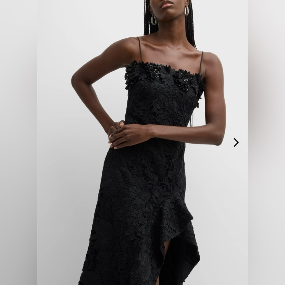 Ungaro Eva High Low Square Neck Floral Lace Gown - Picture 7 of 16